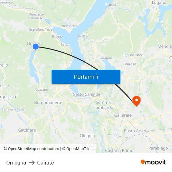 Omegna to Cairate map