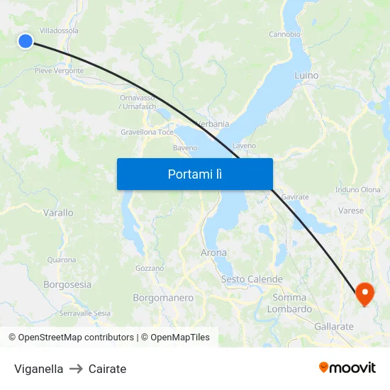 Viganella to Cairate map