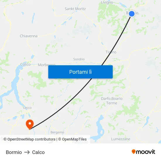 Bormio to Calco map