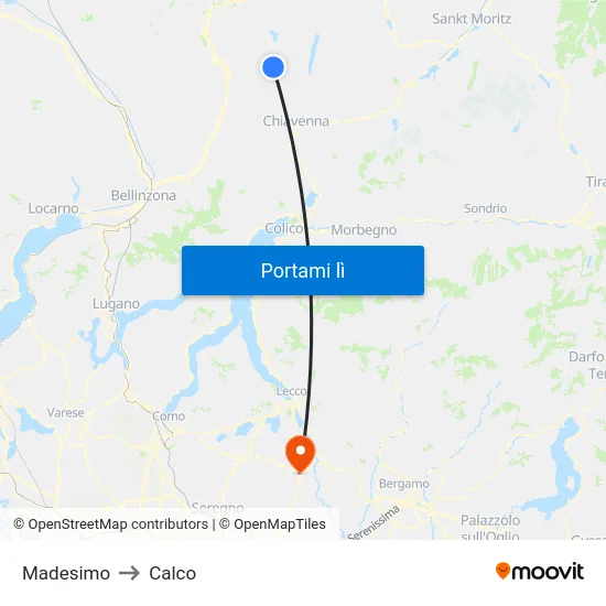 Madesimo to Calco map