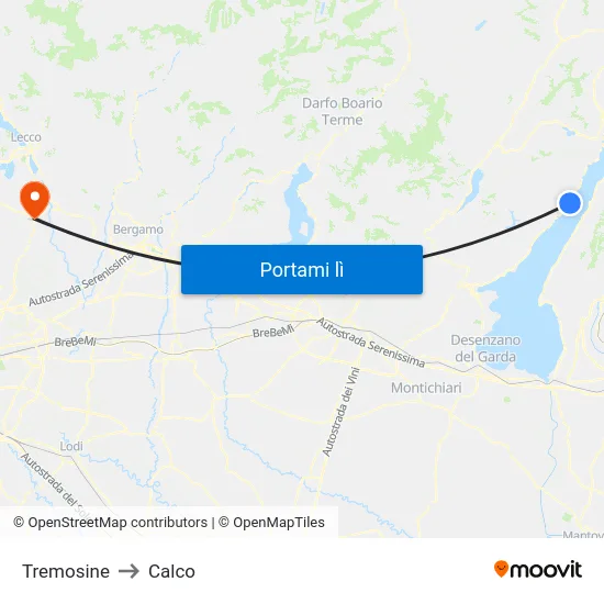 Tremosine to Calco map