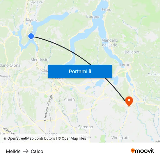 Melide to Calco map
