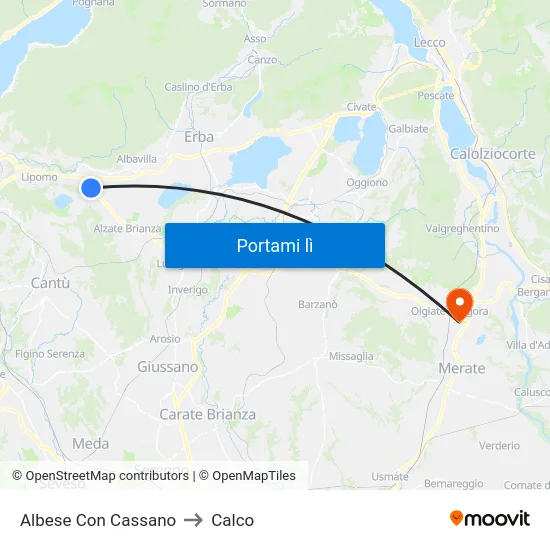 Albese Con Cassano to Calco map