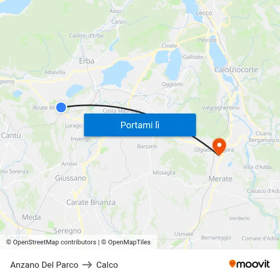 Anzano Del Parco to Calco map