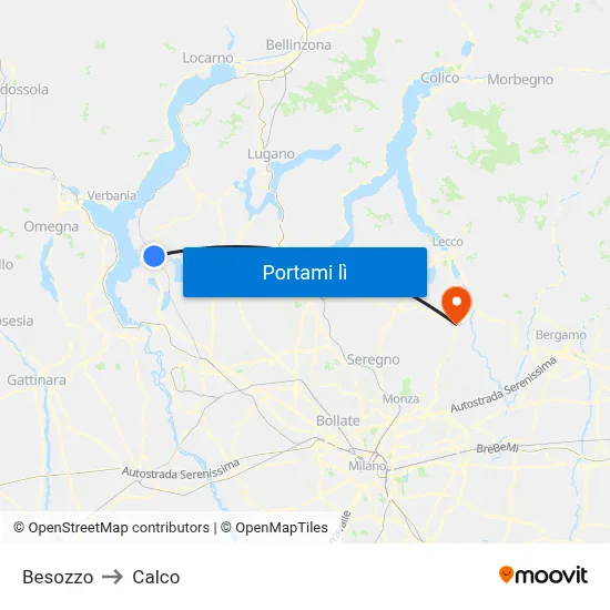 Besozzo to Calco map