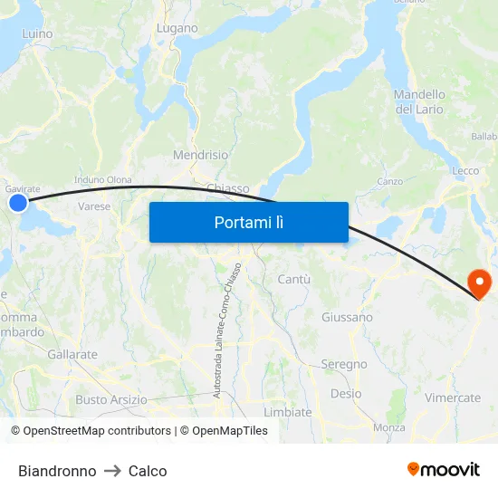 Biandronno to Calco map