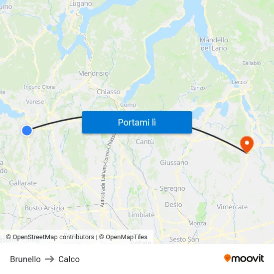 Brunello to Calco map