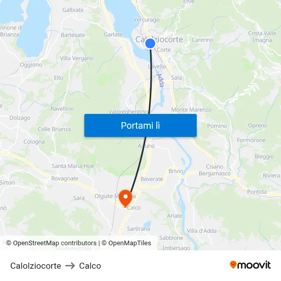 Calolziocorte to Calco map