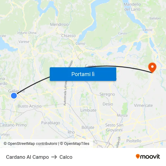 Cardano Al Campo to Calco map