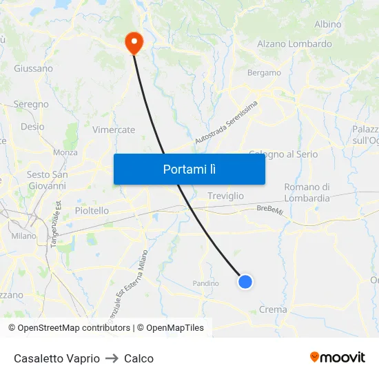 Casaletto Vaprio to Calco map