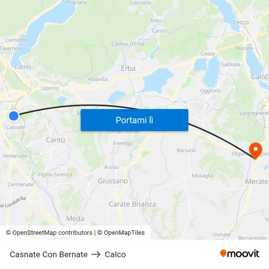 Casnate Con Bernate to Calco map