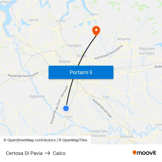 Certosa Di Pavia to Calco map
