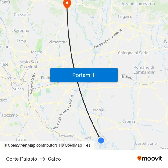 Corte Palasio to Calco map