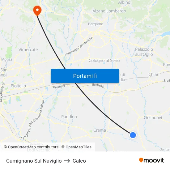 Cumignano Sul Naviglio to Calco map