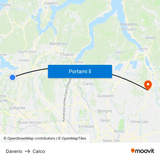 Daverio to Calco map