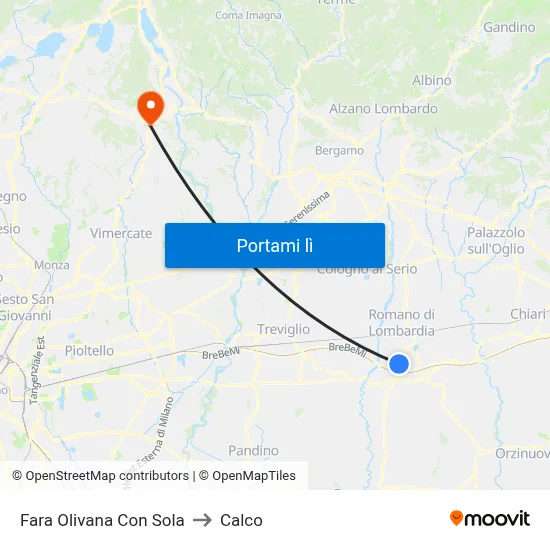 Fara Olivana Con Sola to Calco map