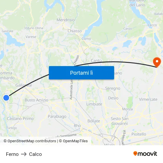 Ferno to Calco map