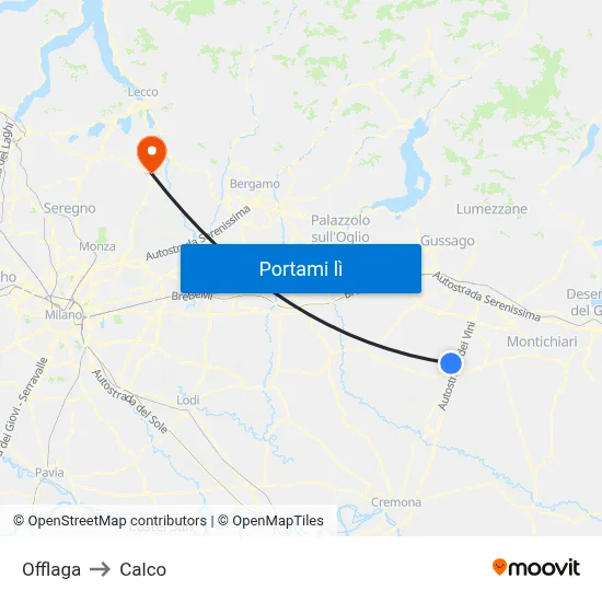 Offlaga to Calco map