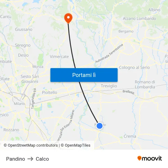 Pandino to Calco map