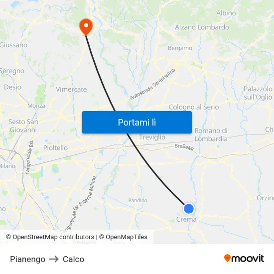 Pianengo to Calco map