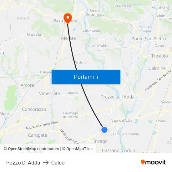 Pozzo D' Adda to Calco map