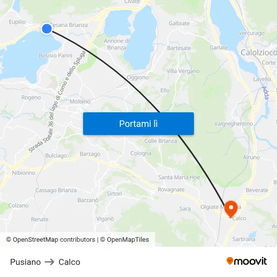 Pusiano to Calco map