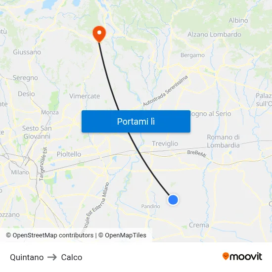 Quintano to Calco map