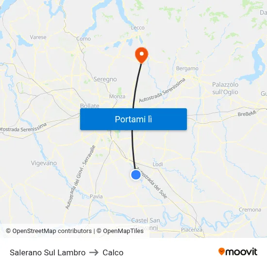 Salerano Sul Lambro to Calco map