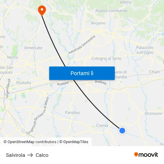 Salvirola to Calco map