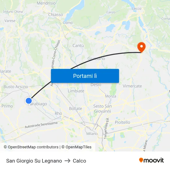 San Giorgio Su Legnano to Calco map