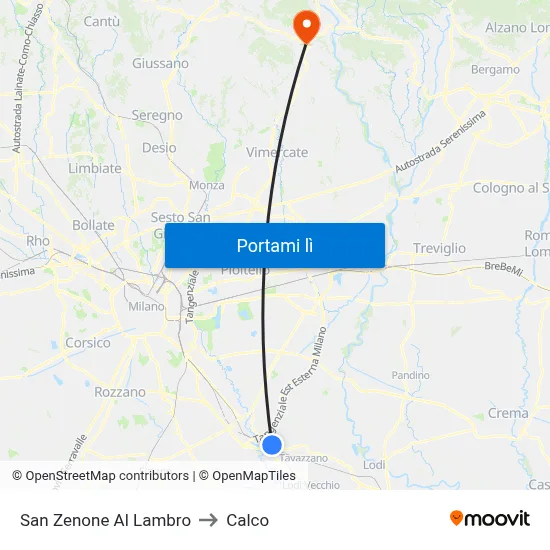 San Zenone Al Lambro to Calco map