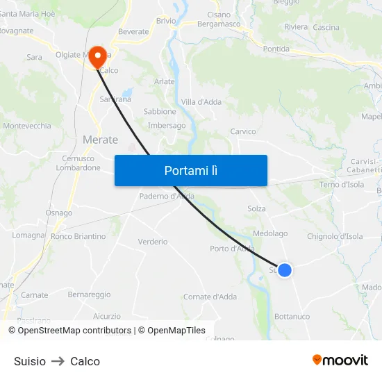 Suisio to Calco map