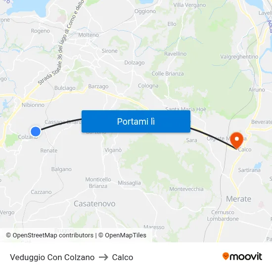 Veduggio Con Colzano to Calco map
