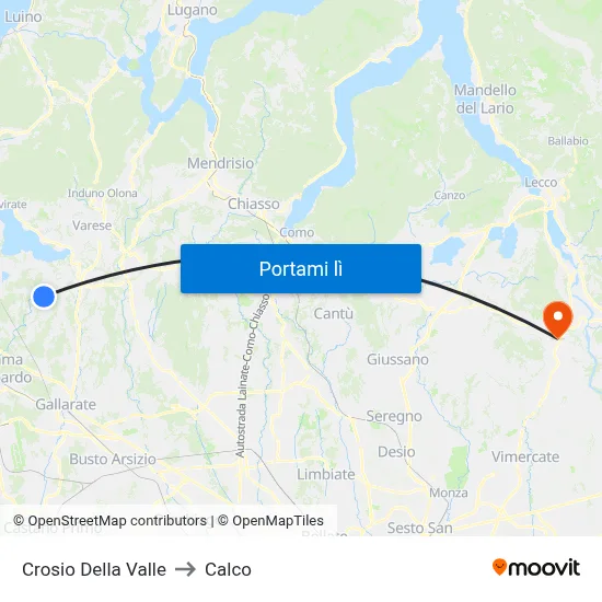 Crosio Della Valle to Calco map