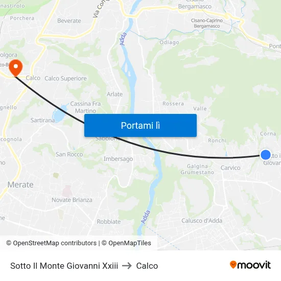 Sotto Il Monte Giovanni Xxiii to Calco map