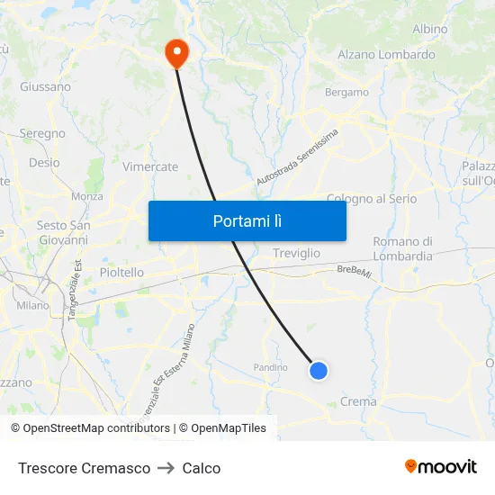 Trescore Cremasco to Calco map