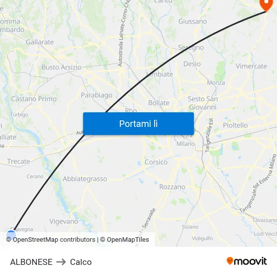 ALBONESE to Calco map