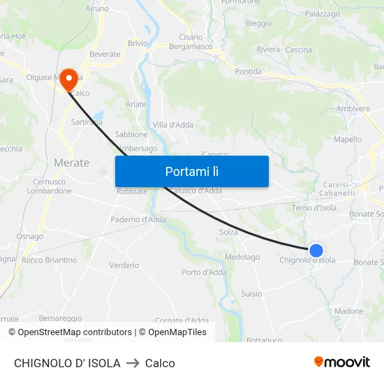 CHIGNOLO D' ISOLA to Calco map