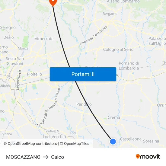 MOSCAZZANO to Calco map