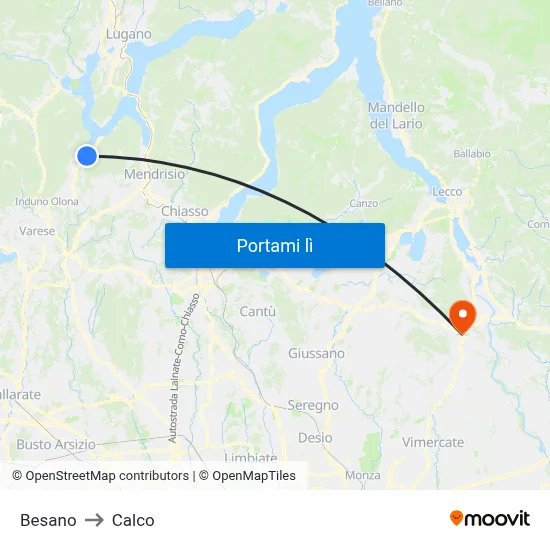 Besano to Calco map