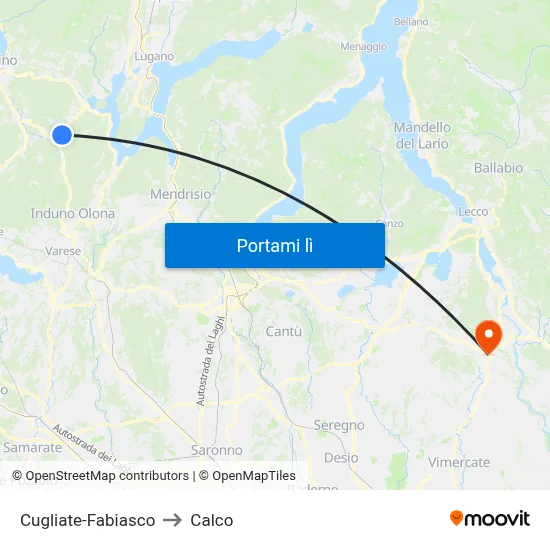 Cugliate-Fabiasco to Calco map