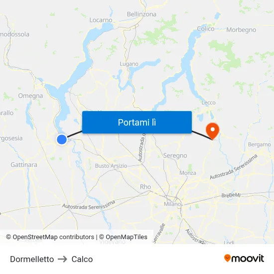 Dormelletto to Calco map