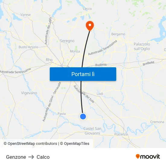 Genzone to Calco map