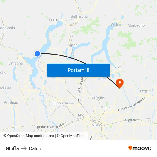 Ghiffa to Calco map