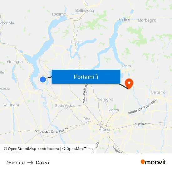Osmate to Calco map