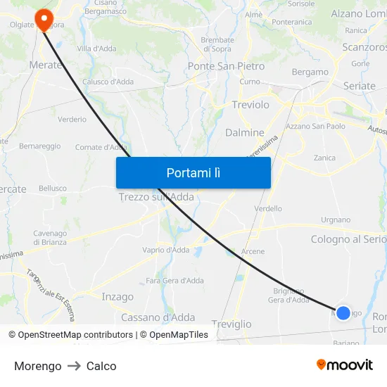 Morengo to Calco map