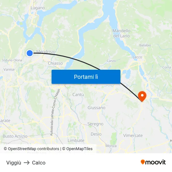 Viggiù to Calco map
