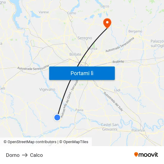Dorno to Calco map