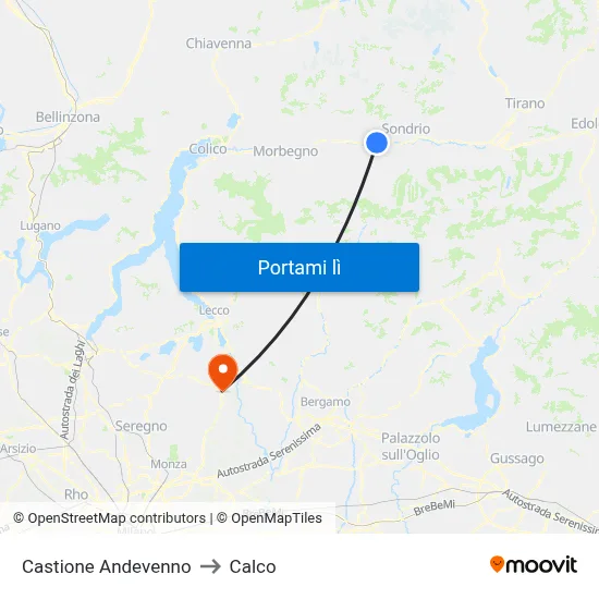 Castione Andevenno to Calco map