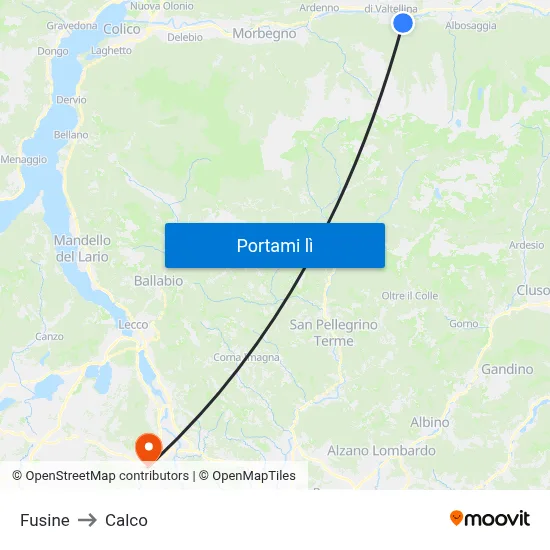 Fusine to Calco map